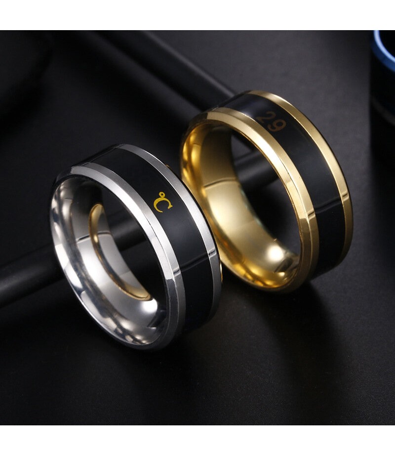  Smart Temperature Couple Ring Detectable Temperature Ring - Blue 13