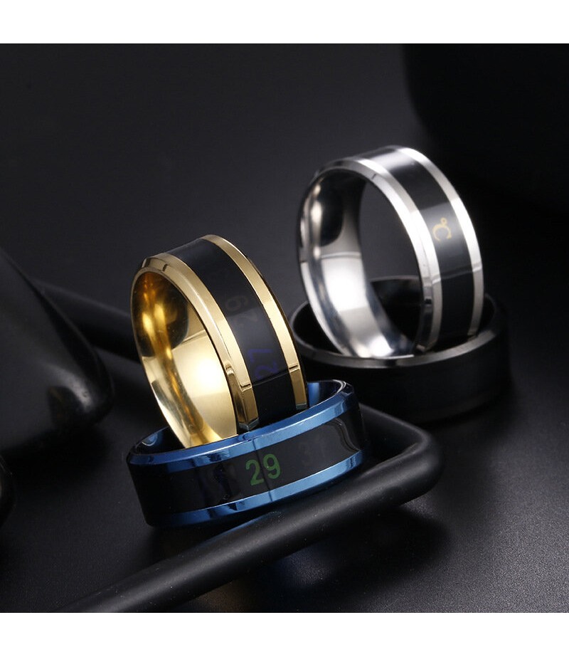  Smart Temperature Couple Ring Detectable Temperature Ring - Blue 13
