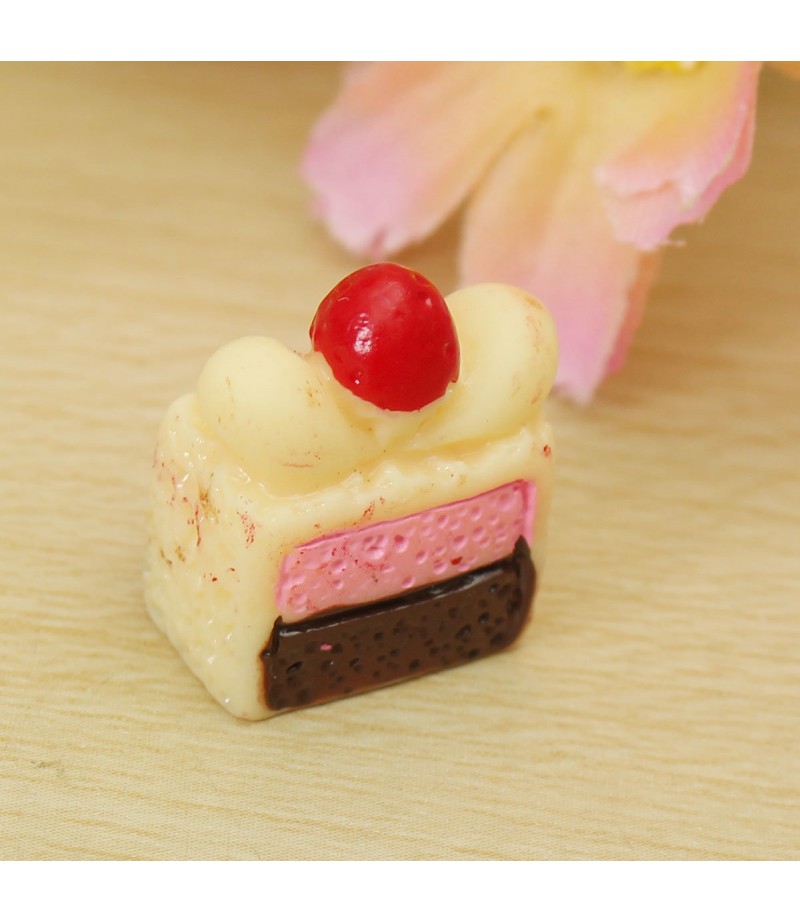 DIY 14x7MM Resin Kawaii Cake Simulation Food Cabochons For Phone Decoration Bun Bag