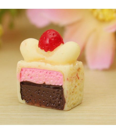 DIY 14x7MM Resin Kawaii Cake Simulation Food Cabochons For Phone Decoration Bun Bag