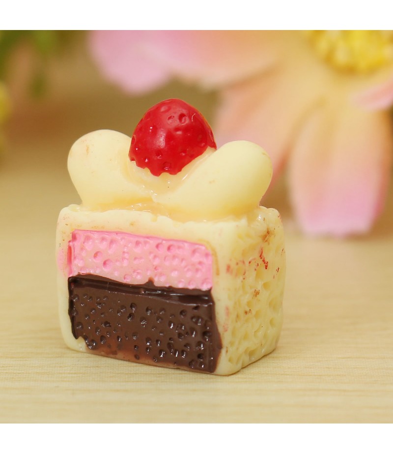DIY 14x7MM Resin Kawaii Cake Simulation Food Cabochons For Phone Decoration Bun Bag