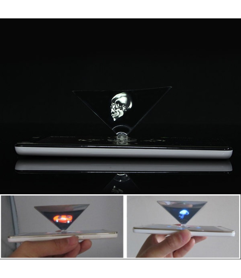 3D Holographic Projector Auxiliary Tool Pyramid DIY Creative Gifts For 3.5 to 6.0 Inches Smartphone