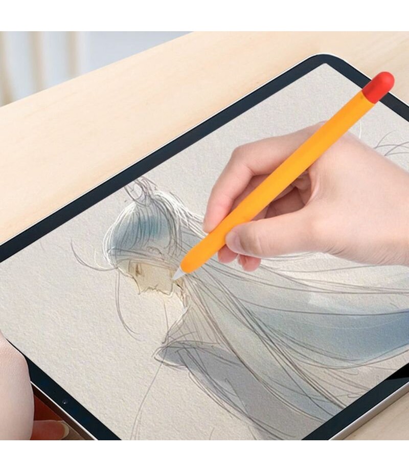  Anti-Slip Anti-Fall Silicone Touch Screen Stylus Pen Protective Case with Cap for Apple Pencil 2nd Generation - Black