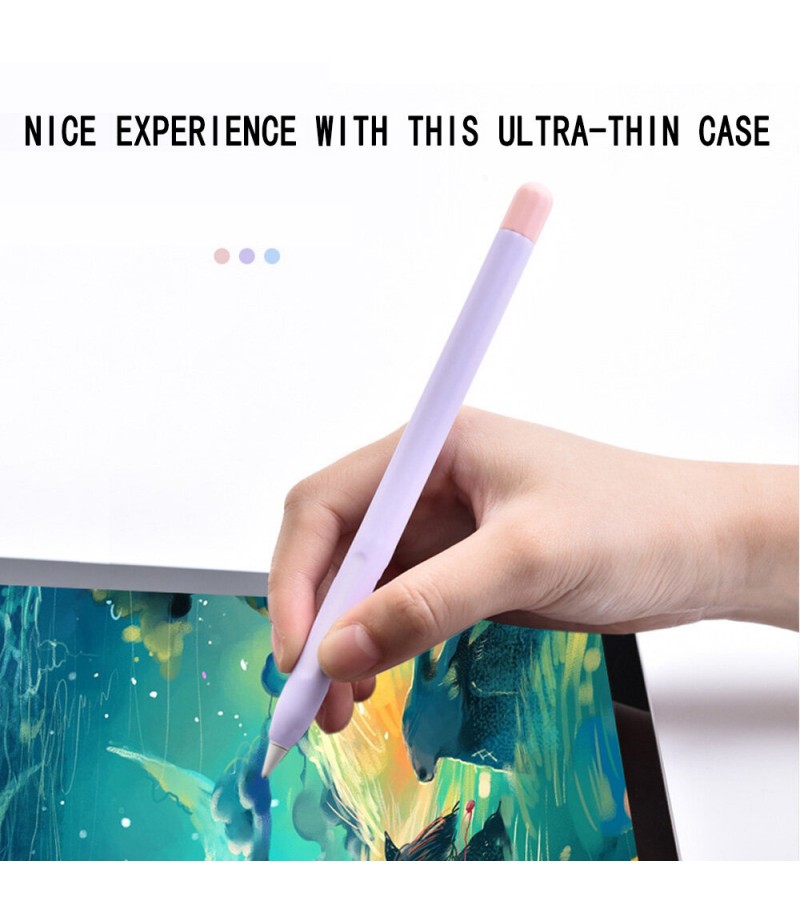  Anti-Slip Anti-Fall Silicone Touch Screen Stylus Pen Protective Case with Cap for Apple Pencil 2nd Generation - Black