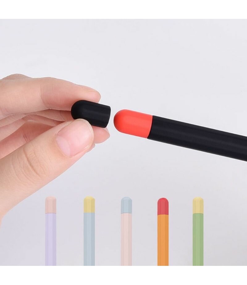  Anti-Slip Anti-Fall Silicone Touch Screen Stylus Pen Protective Case with Cap for Apple Pencil 2nd Generation - Black