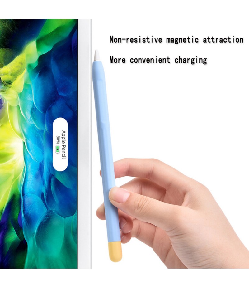  Anti-Slip Anti-Fall Silicone Touch Screen Stylus Pen Protective Case with Cap for Apple Pencil 2nd Generation - Black