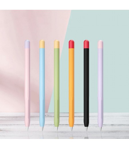  Anti-Slip Anti-Fall Silicone Touch Screen Stylus Pen Protective Case with Cap for Apple Pencil 2nd Generation - Black