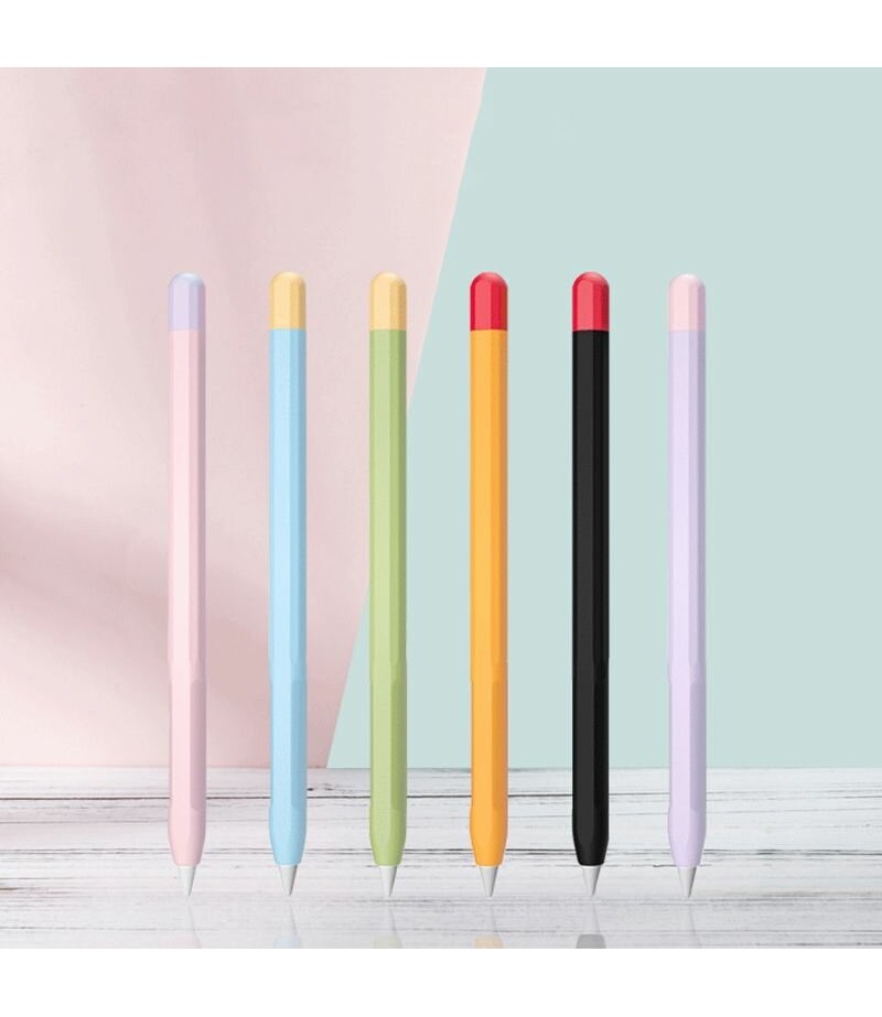  Anti-Slip Anti-Fall Silicone Touch Screen Stylus Pen Protective Case with Cap for Apple Pencil 2nd Generation - Black