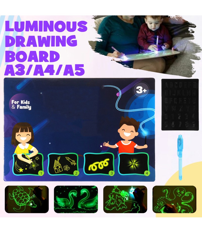 A3 / A4 / A5 Repainted Luminous Hand-Writing Drawing Board with Copy Cardboard - M Blue