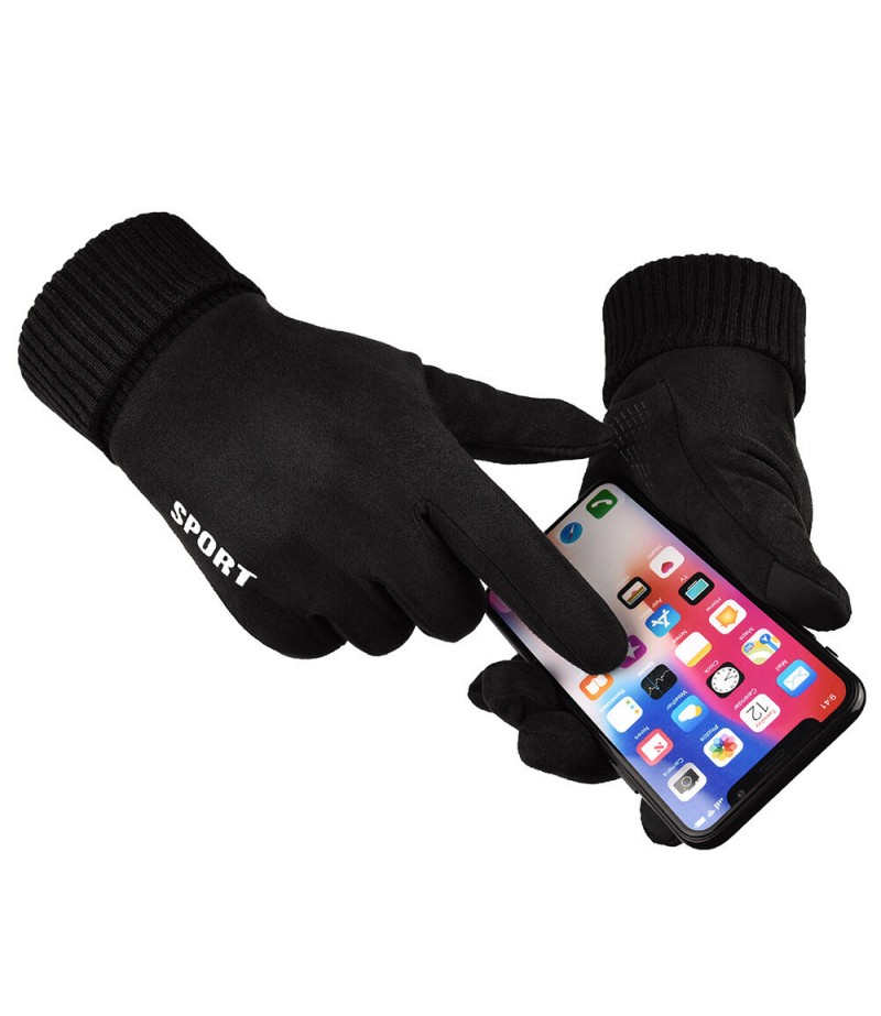  Winter Warm Windproof Anti-Slip Touch Screen Outdoors Motorcycle Riding Couple Gloves - Grey Male