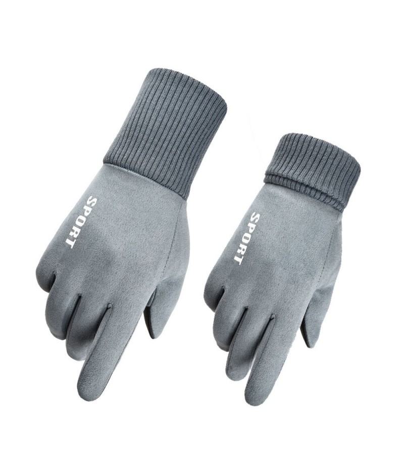  Winter Warm Windproof Anti-Slip Touch Screen Outdoors Motorcycle Riding Couple Gloves - Grey Male