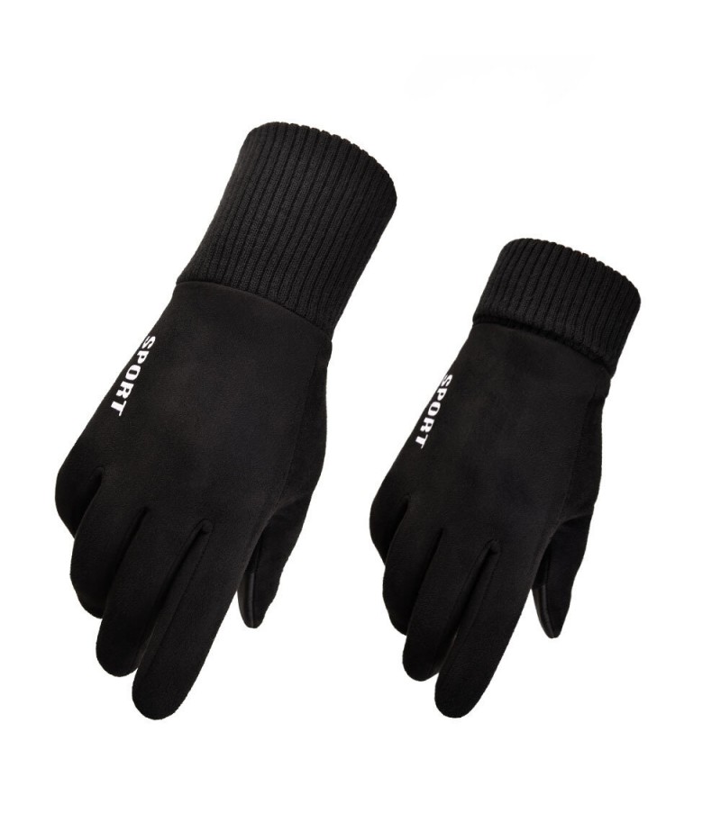 Winter Warm Windproof Anti-Slip Touch Screen Outdoors Motorcycle Riding Couple Gloves - Grey Male