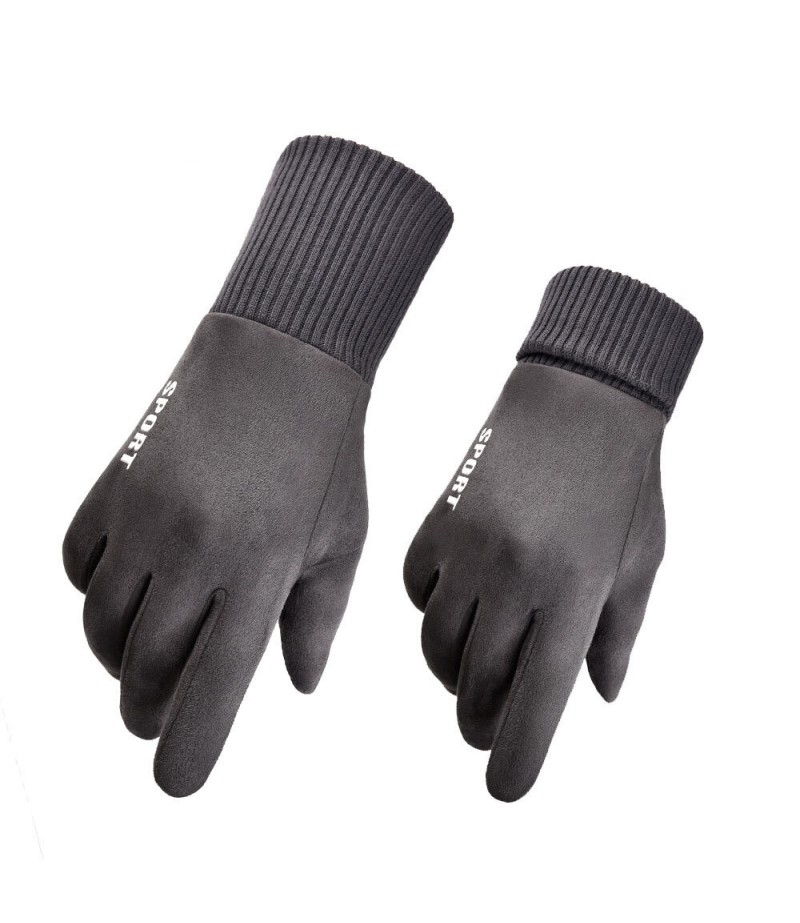  Winter Warm Windproof Anti-Slip Touch Screen Outdoors Motorcycle Riding Couple Gloves - Grey Male