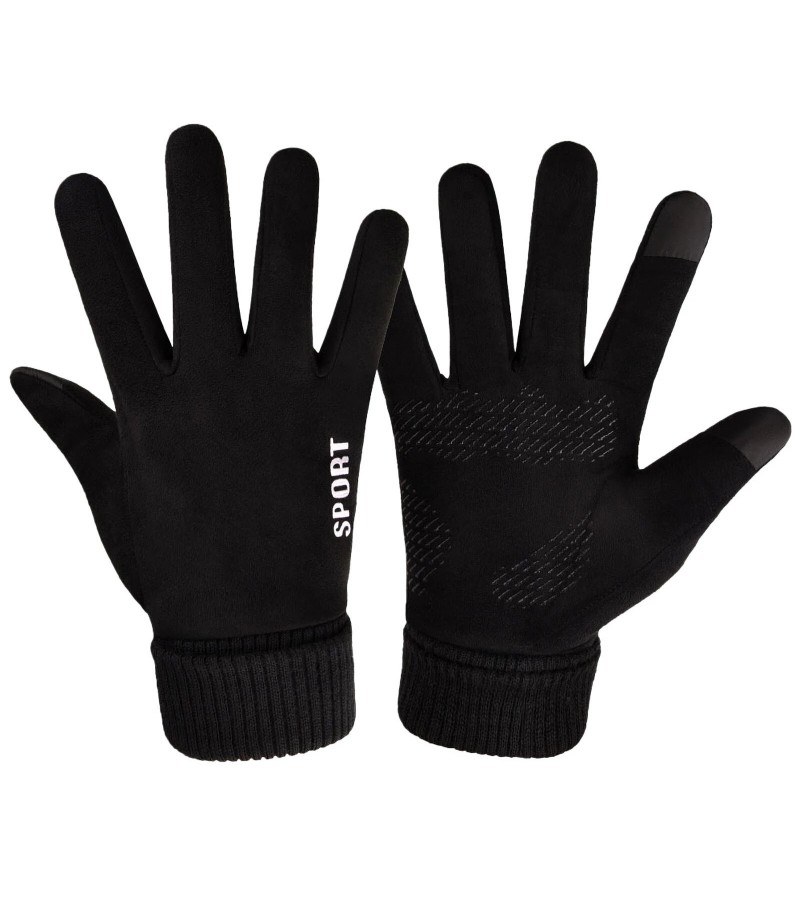  Winter Warm Windproof Anti-Slip Touch Screen Outdoors Motorcycle Riding Couple Gloves - Grey Male