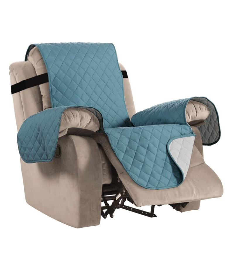 22 inch Breathable Waterproof Wear-Resisting Double-Sided Available Polyester Recliner Chair Slipcover - Blue