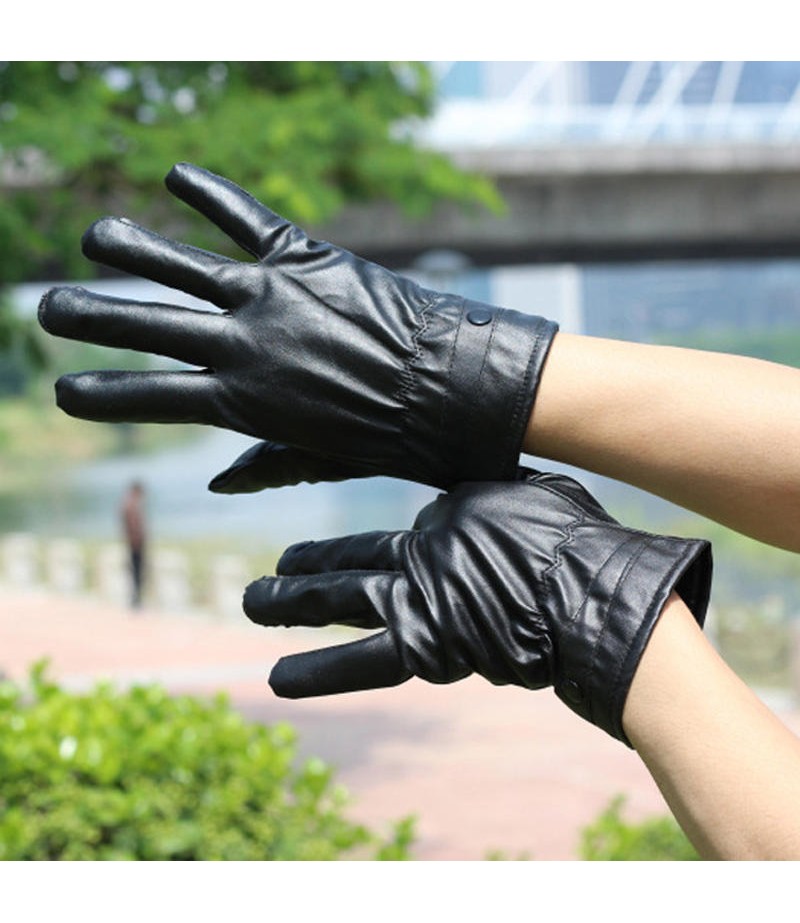  PU Leather Screen Touch Gloves Winter Warm Waterproof Outdoor Motorcycle Bicycle Riding Games Touch-screen Glove - Female