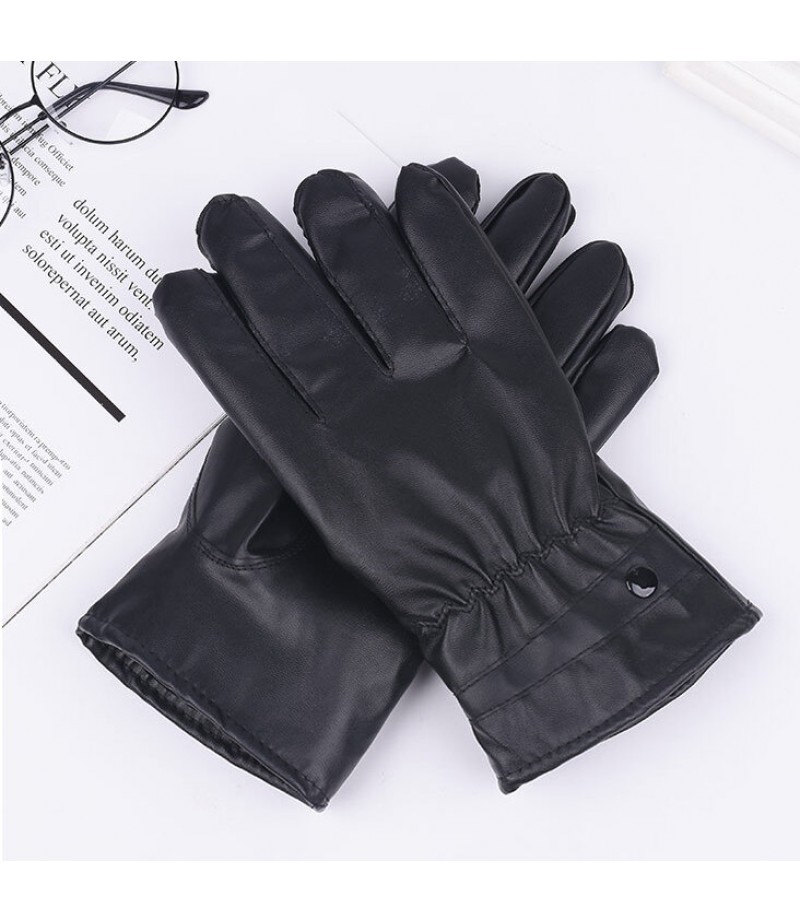  PU Leather Screen Touch Gloves Winter Warm Waterproof Outdoor Motorcycle Bicycle Riding Games Touch-screen Glove - Female