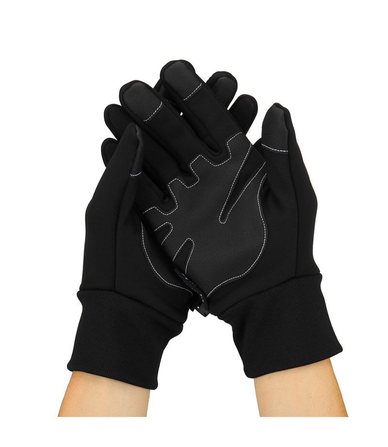 Winter Warm Waterproof 3-Finger Touch Sensitive Outdoors Motorcycle Riding Gloves with Reflective - S
