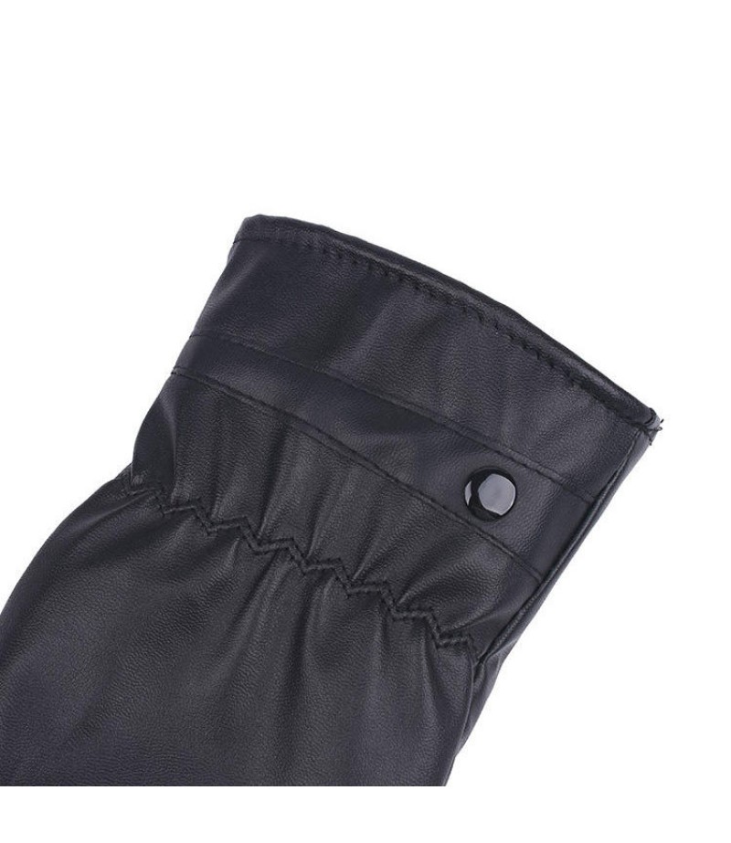  PU Leather Screen Touch Gloves Winter Warm Waterproof Outdoor Motorcycle Bicycle Riding Games Touch-screen Glove - Female