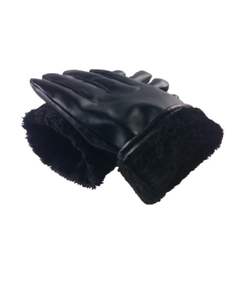 PU Leather Screen Touch Gloves Winter Warm Waterproof Outdoor Motorcycle Bicycle Riding Games Touch-screen Glove - Female