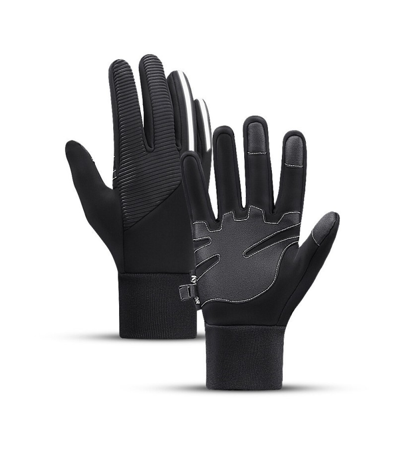 Winter Warm Waterproof 3-Finger Touch Sensitive Outdoors Motorcycle Riding Gloves with Reflective - S
