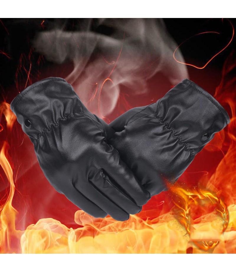  PU Leather Screen Touch Gloves Winter Warm Waterproof Outdoor Motorcycle Bicycle Riding Games Touch-screen Glove - Female