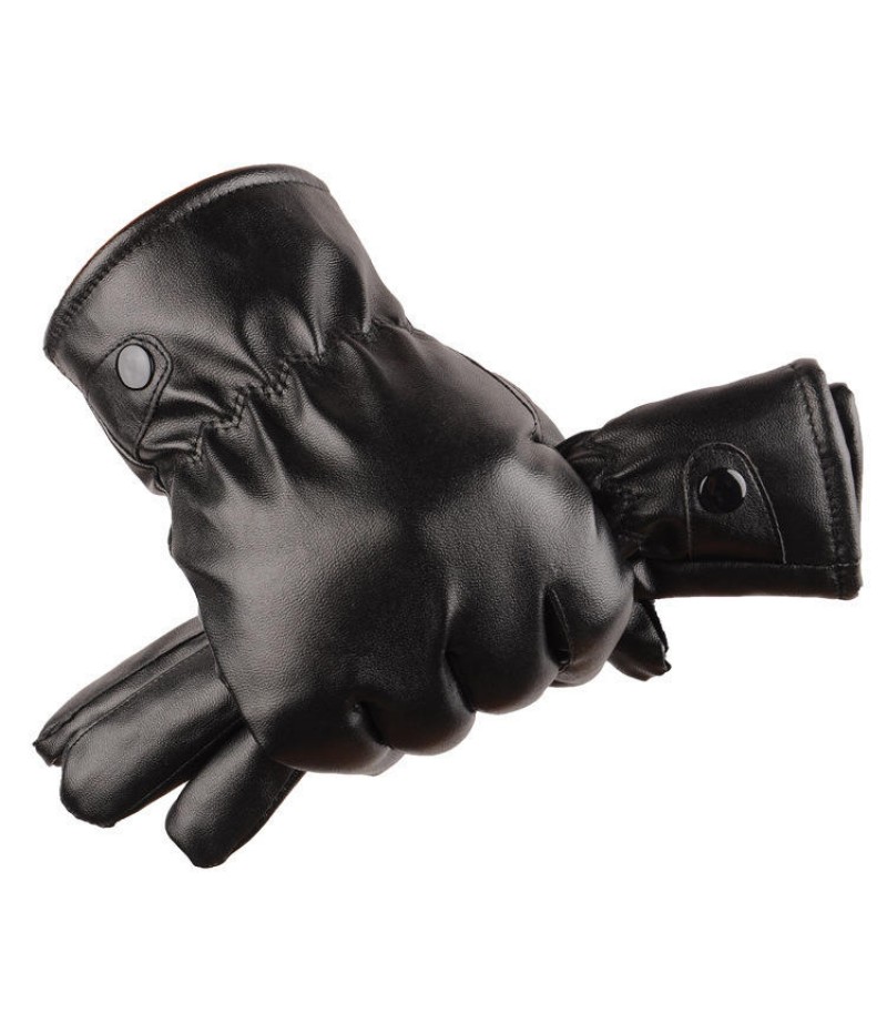  PU Leather Screen Touch Gloves Winter Warm Waterproof Outdoor Motorcycle Bicycle Riding Games Touch-screen Glove - Female