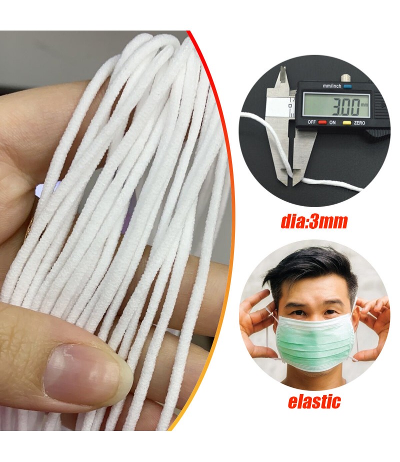 3mm Elastic Band DIY Mouth Face Cover Ear Hanging Thread Cord Rubber String