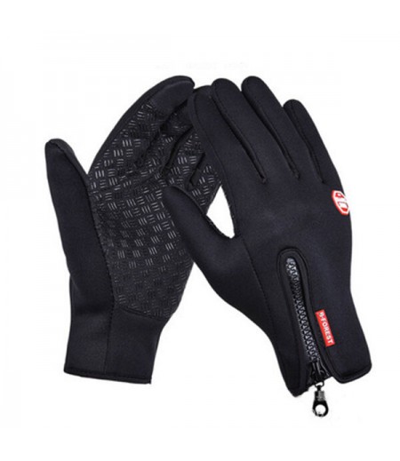 Winter Warm Waterproof Windproof Anti-Slip Touch Screen Outdoors Motorcycle Riding Gloves - S Orange