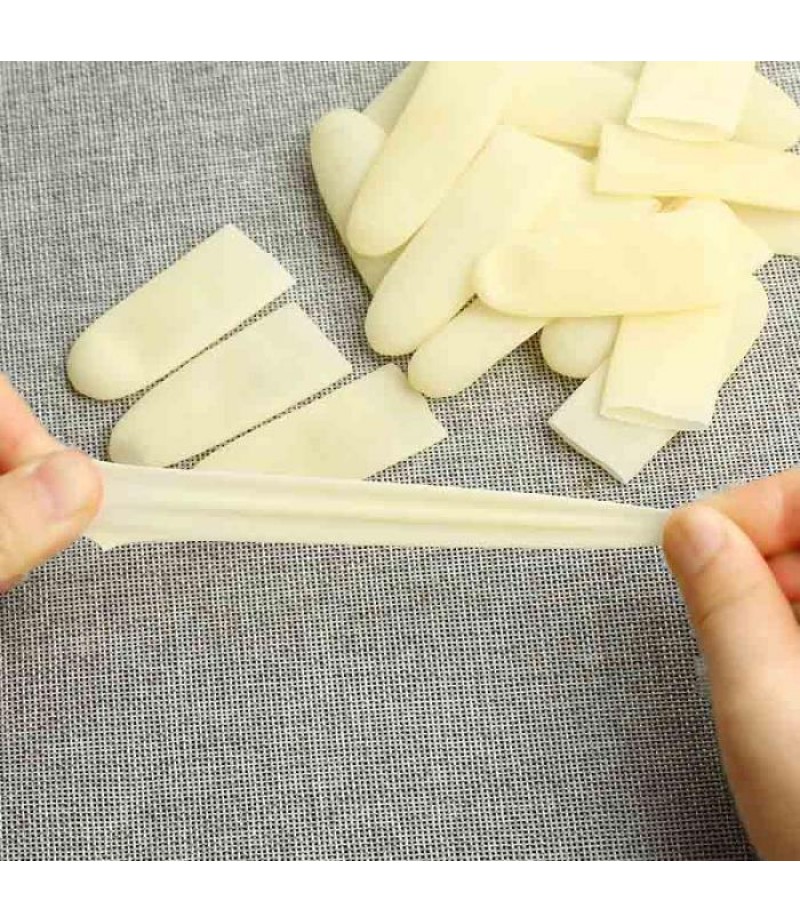  100pcs Single-use Ultra-thin  Anti-slip Anti-dust Anti-static Latex Fingertips Gloves Finger Sleeve Protector - S Cream