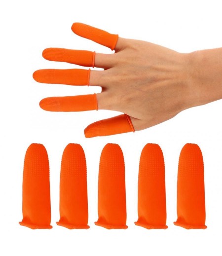  100pcs Single-use Ultra-thin  Anti-slip Anti-dust Anti-static Latex Fingertips Gloves Finger Sleeve Protector - S Cream