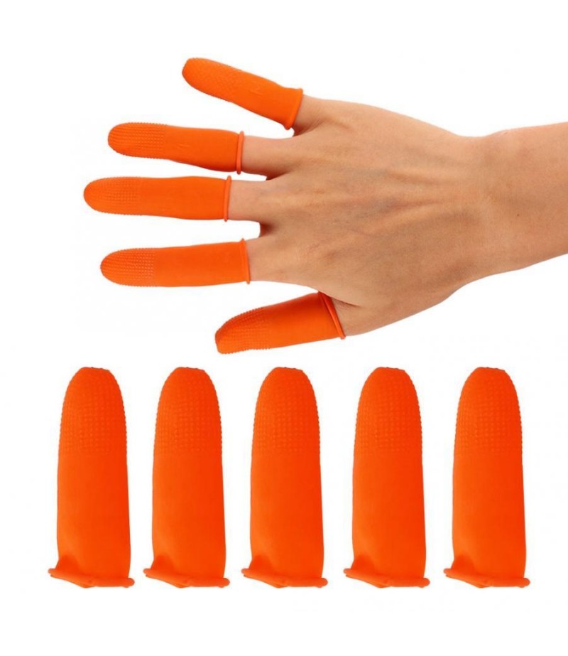  100pcs Single-use Ultra-thin  Anti-slip Anti-dust Anti-static Latex Fingertips Gloves Finger Sleeve Protector - S Cream