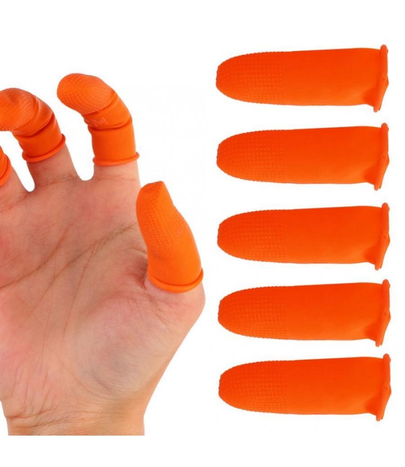  100pcs Single-use Ultra-thin  Anti-slip Anti-dust Anti-static Latex Fingertips Gloves Finger Sleeve Protector - S Cream