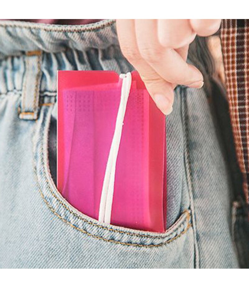Colorful Portable Foldable Disposable Face Mask Storage Folder Box Small Watch Box Container Case - Red