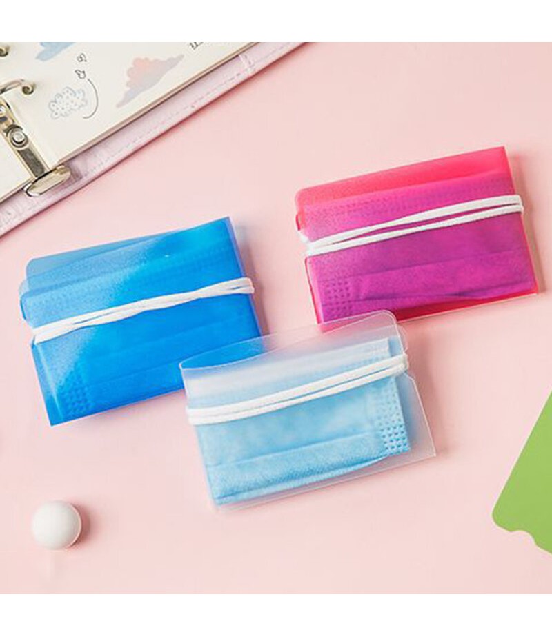 Colorful Portable Foldable Disposable Face Mask Storage Folder Box Small Watch Box Container Case - Red
