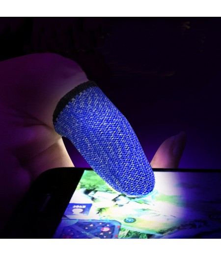  Gloves Sweat-proof Professional Touch Screen Thumbs Finger Sleeve for PUBG Mobile Game Gamepad - 1PCS Blue