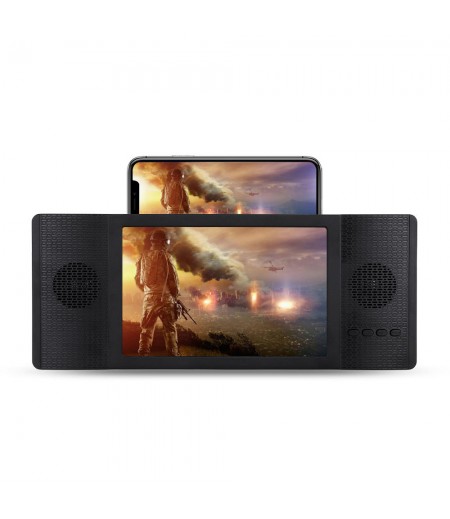 Foldable 12" 3D Enlarged Mobile Phone HD Screen Magnifier Amplifier Stand FM TF Phone Holder - White