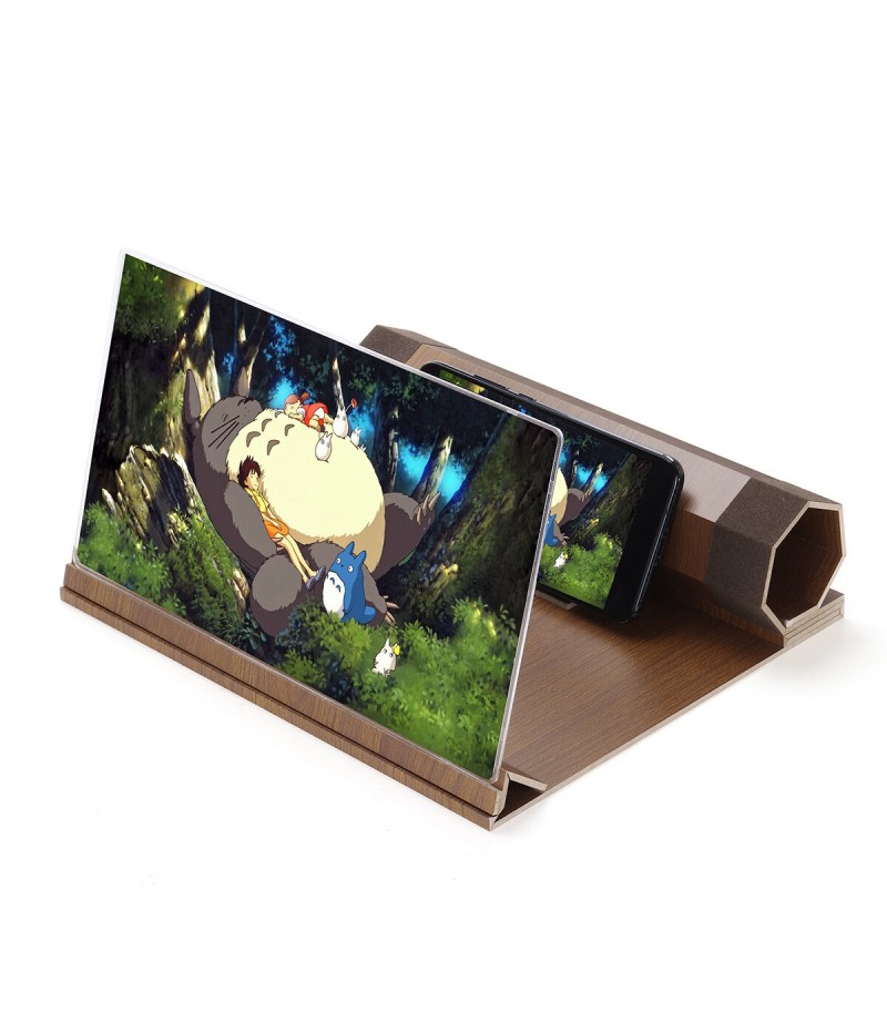 12" Wood Rotatable 3D HD Phone Screen Magnifier Movie Video Amplifier For Smart Phone Samsung iPhone Huawei  -  Red