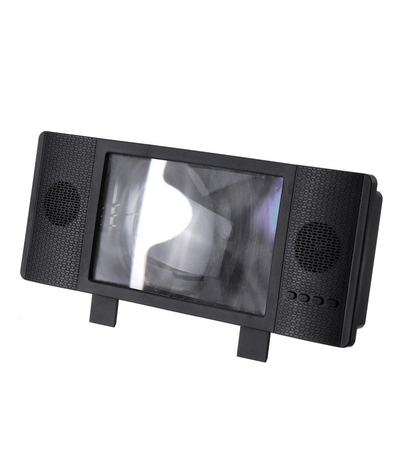 Foldable 12" 3D Enlarged Mobile Phone HD Screen Magnifier Amplifier Stand FM TF Phone Holder - White