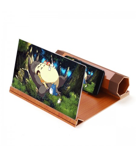 12" Wood Rotatable 3D HD Phone Screen Magnifier Movie Video Amplifier For Smart Phone Samsung iPhone Huawei  -  Red