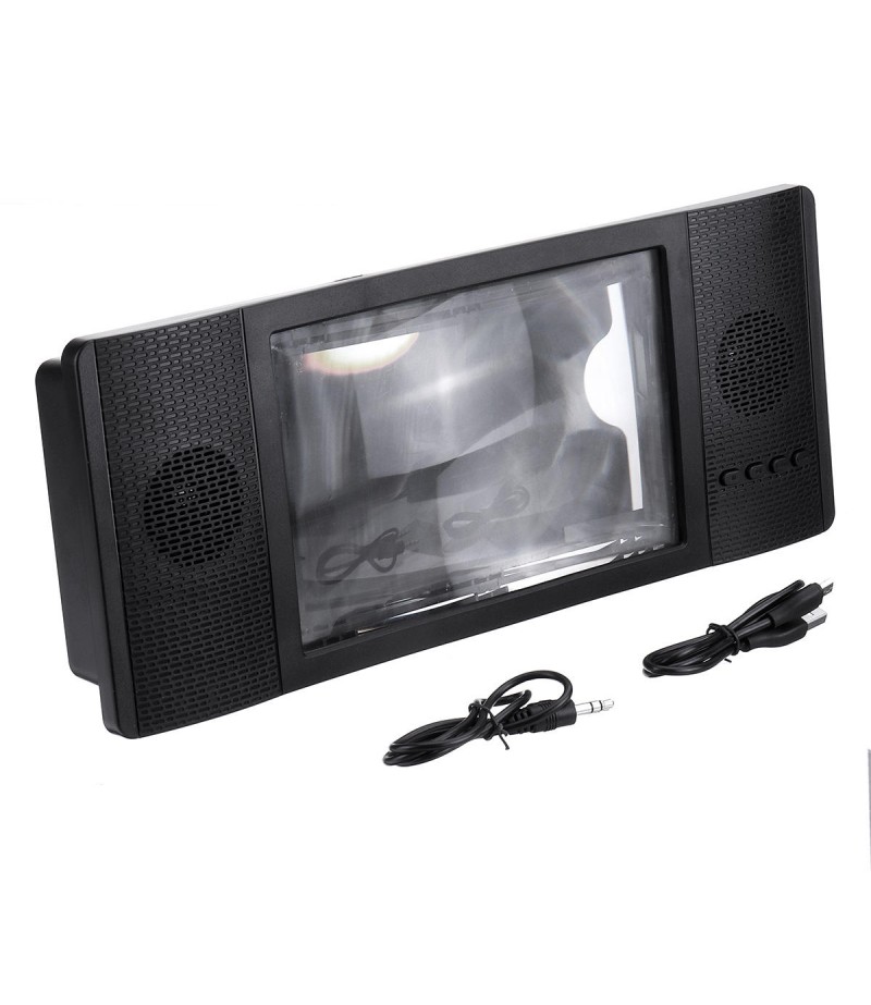 Foldable 12" 3D Enlarged Mobile Phone HD Screen Magnifier Amplifier Stand FM TF Phone Holder - White