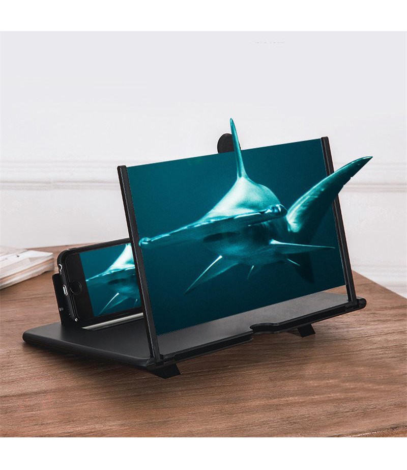 Mobile Phone Screen Magnifier 3D HD Creative Mobile Phone Screen Magnifier Desktop Stand - White