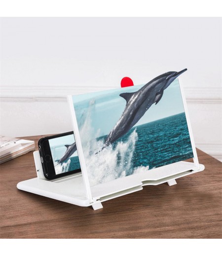 Mobile Phone Screen Magnifier 3D HD Creative Mobile Phone Screen Magnifier Desktop Stand - White