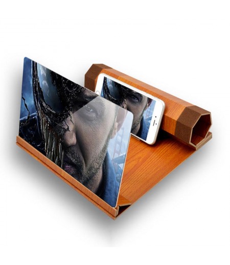 Unversal 12" 3D HD Rollable Wood Phone Screen Magnifier Video Movie Amplifier For Smart Phone - 001