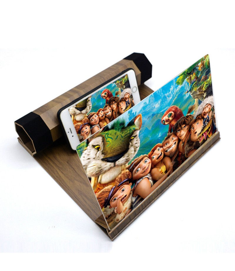 Unversal 12" 3D HD Rollable Wood Phone Screen Magnifier Video Movie Amplifier For Smart Phone - 001