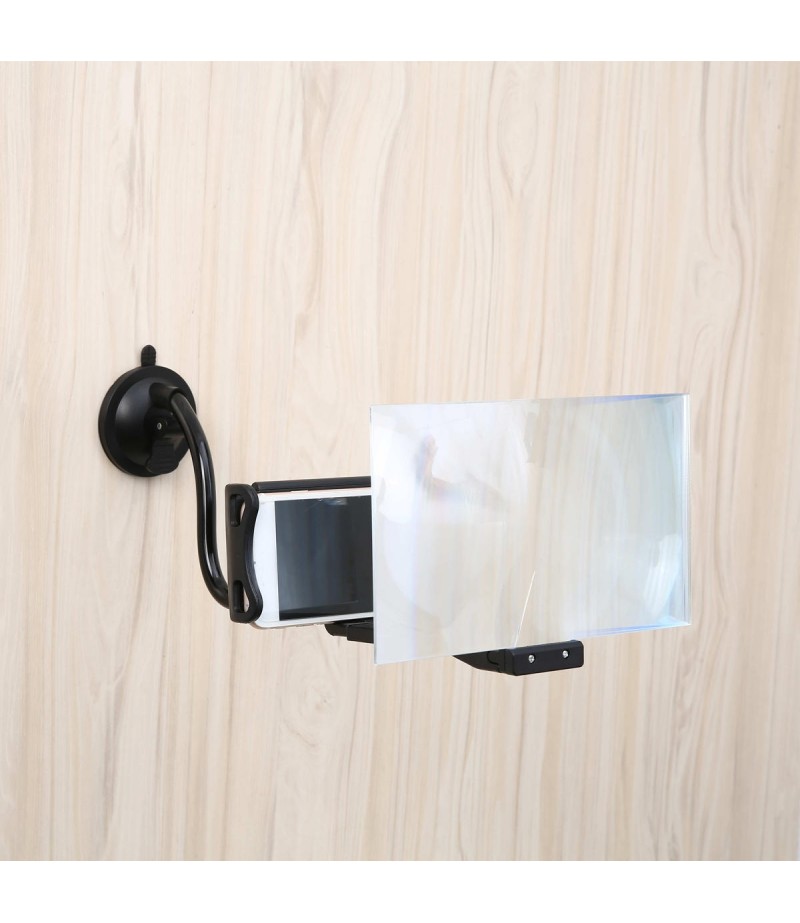 12'' Folding Mobile Phone Screen Magnifier Suction Cup 3D HD Screen Amplifier Stand Bracket - White