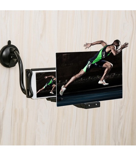 12'' Folding Mobile Phone Screen Magnifier Suction Cup 3D HD Screen Amplifier Stand Bracket - White