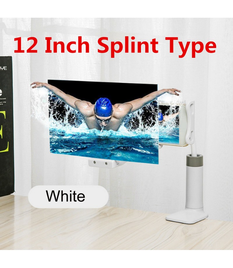 12'' Folding Mobile Phone Screen Magnifier 3D HD Screen Amplifier Stand Bracket - White
