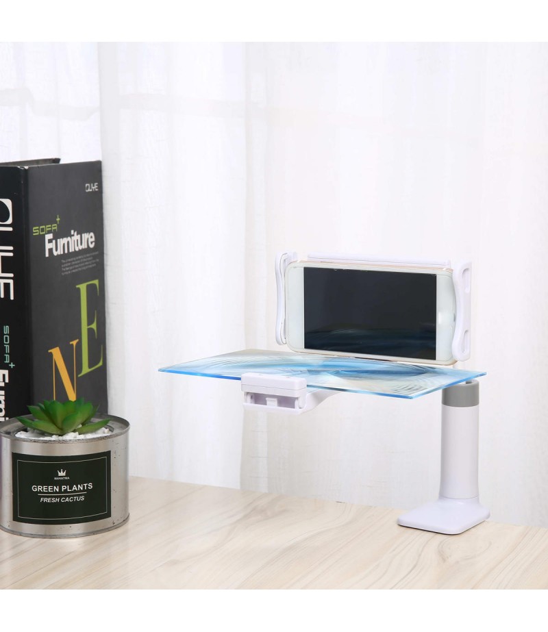 12'' Folding Mobile Phone Screen Magnifier 3D HD Screen Amplifier Stand Bracket - White