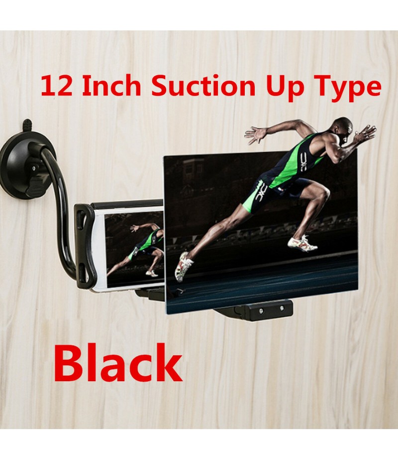 12'' Folding Mobile Phone Screen Magnifier Suction Cup 3D HD Screen Amplifier Stand Bracket - White